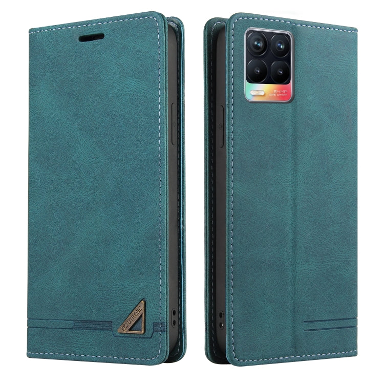 For OPPO Realme 8 Skin Feel Anti-theft Brush Horizontal Flip Leather Case with Holder & Card Slots & Wallet