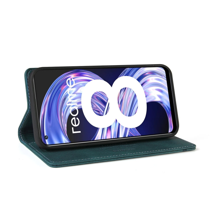 For OPPO Realme 8 Skin Feel Anti-theft Brush Horizontal Flip Leather Case with Holder & Card Slots & Wallet