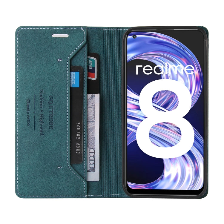 For OPPO Realme 8 Skin Feel Anti-theft Brush Horizontal Flip Leather Case with Holder & Card Slots & Wallet