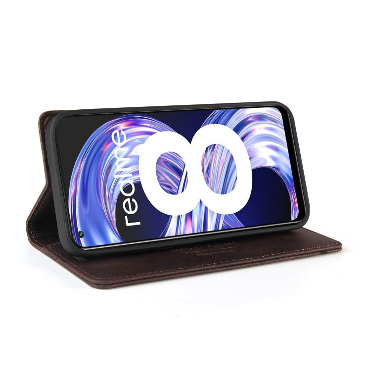 For OPPO Realme 8 Skin Feel Anti-theft Brush Horizontal Flip Leather Case with Holder & Card Slots & Wallet