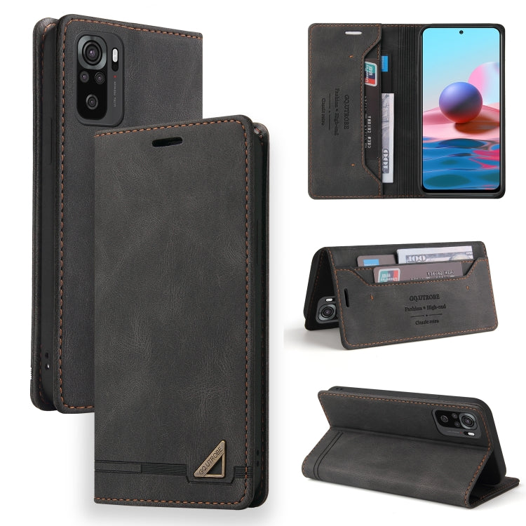 For Xiaomi Redmi Note 10 Skin Feel Anti-theft Brush Horizontal Flip Leather Case with Holder & Card Slots & Wallet