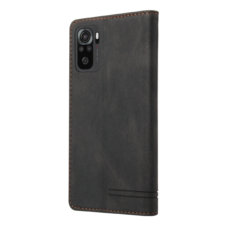 For Xiaomi Redmi Note 10 Skin Feel Anti-theft Brush Horizontal Flip Leather Case with Holder & Card Slots & Wallet