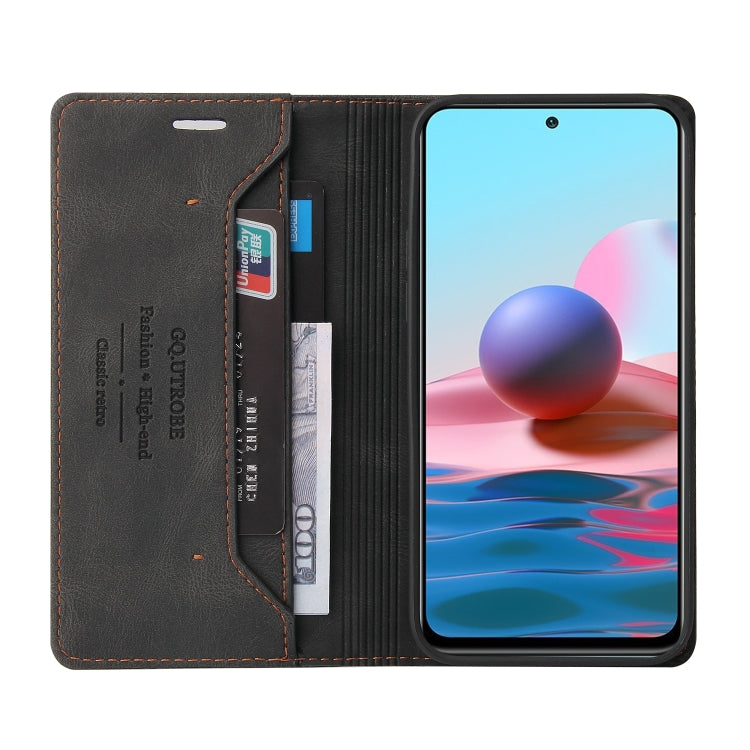 For Xiaomi Redmi Note 10 Skin Feel Anti-theft Brush Horizontal Flip Leather Case with Holder & Card Slots & Wallet