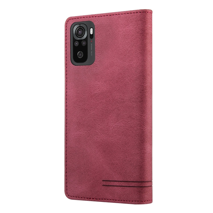 For Xiaomi Redmi Note 10 Skin Feel Anti-theft Brush Horizontal Flip Leather Case with Holder & Card Slots & Wallet
