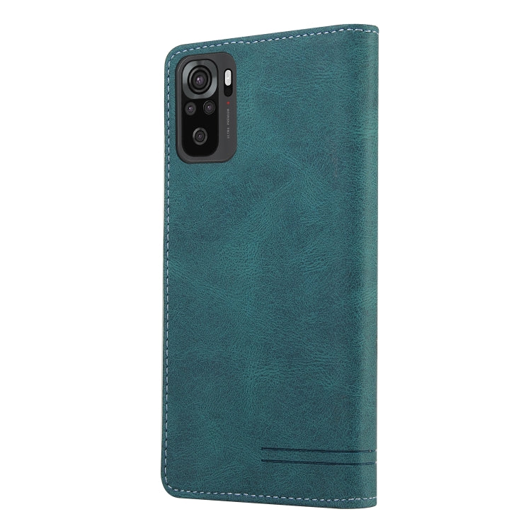 For Xiaomi Redmi Note 10 Skin Feel Anti-theft Brush Horizontal Flip Leather Case with Holder & Card Slots & Wallet