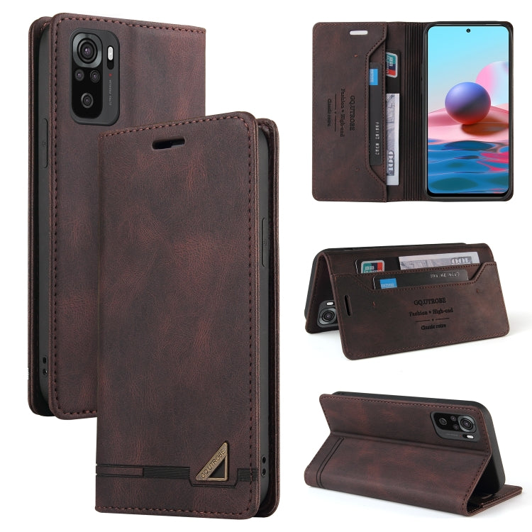 For Xiaomi Redmi Note 10 Skin Feel Anti-theft Brush Horizontal Flip Leather Case with Holder & Card Slots & Wallet