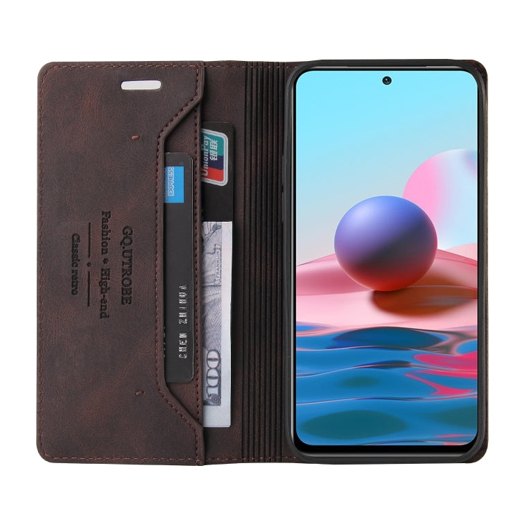 For Xiaomi Redmi Note 10 Skin Feel Anti-theft Brush Horizontal Flip Leather Case with Holder & Card Slots & Wallet
