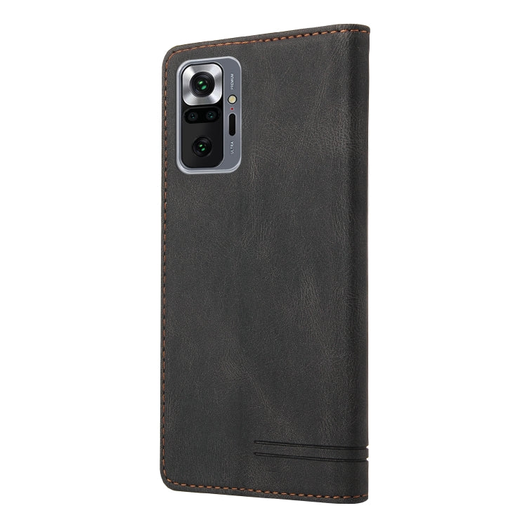 For Xiaomi Redmi Note 10 Pro Skin Feel Anti-theft Brush Horizontal Flip Leather Case with Holder & Card Slots & Wallet