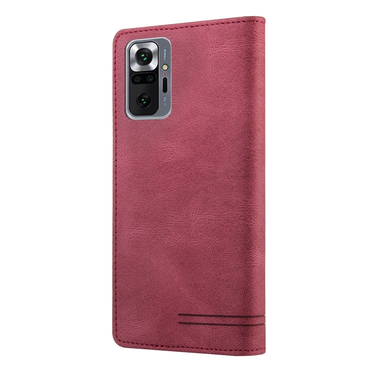 For Xiaomi Redmi Note 10 Pro Skin Feel Anti-theft Brush Horizontal Flip Leather Case with Holder & Card Slots & Wallet