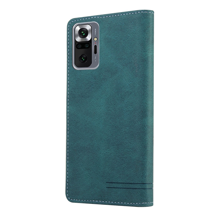 For Xiaomi Redmi Note 10 Pro Skin Feel Anti-theft Brush Horizontal Flip Leather Case with Holder & Card Slots & Wallet