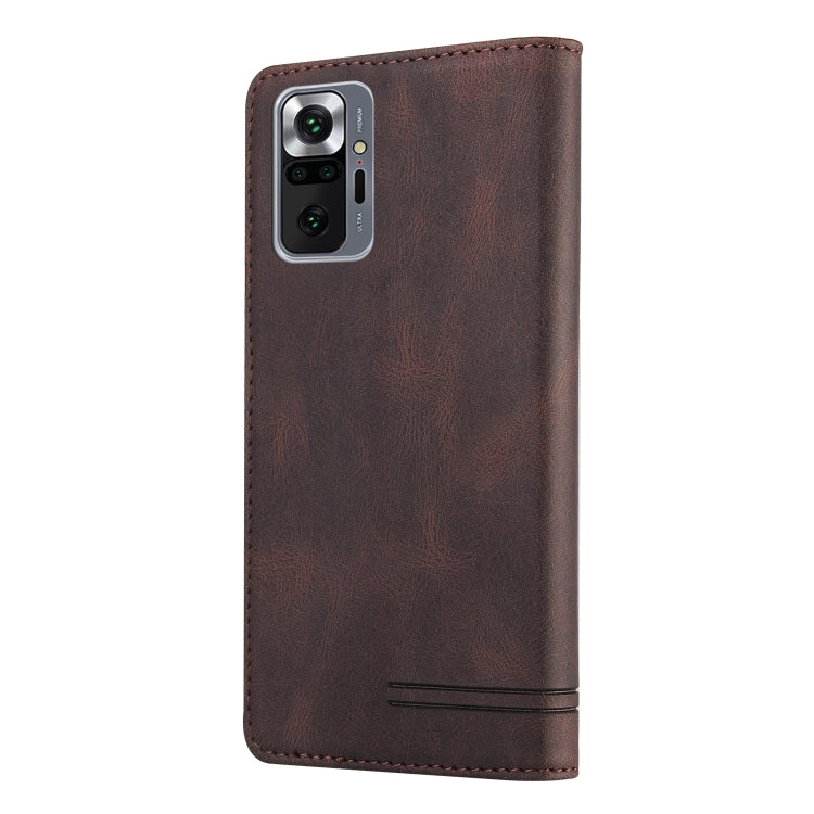 For Xiaomi Redmi Note 10 Pro Skin Feel Anti-theft Brush Horizontal Flip Leather Case with Holder & Card Slots & Wallet