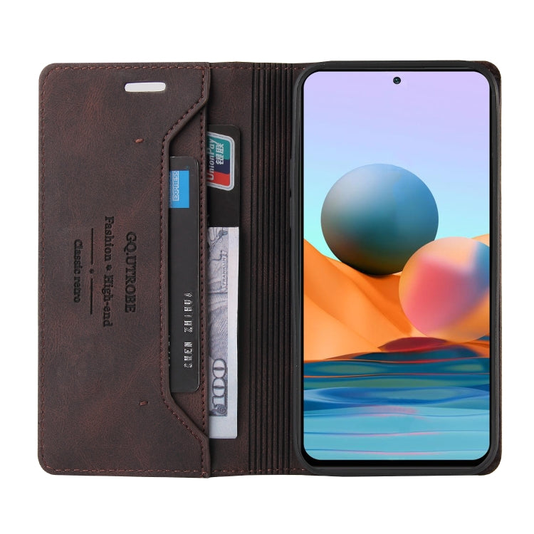 For Xiaomi Redmi Note 10 Pro Skin Feel Anti-theft Brush Horizontal Flip Leather Case with Holder & Card Slots & Wallet