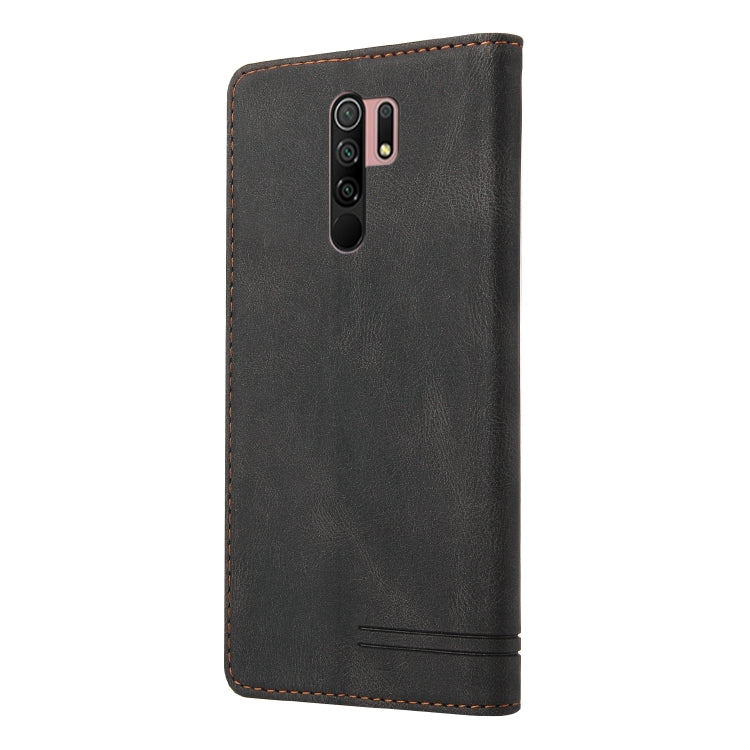 For Xiaomi Redmi 9 Skin Feel Anti-theft Brush Horizontal Flip Leather Case with Holder & Card Slots & Wallet