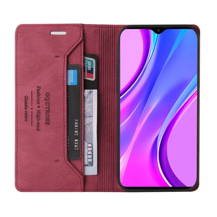 For Xiaomi Redmi 9 Skin Feel Anti-theft Brush Horizontal Flip Leather Case with Holder & Card Slots & Wallet