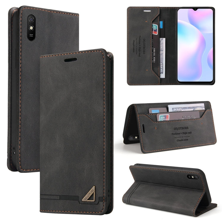 For Xiaomi Redmi 9A Skin Feel Anti-theft Brush Horizontal Flip Leather Case with Holder & Card Slots & Wallet