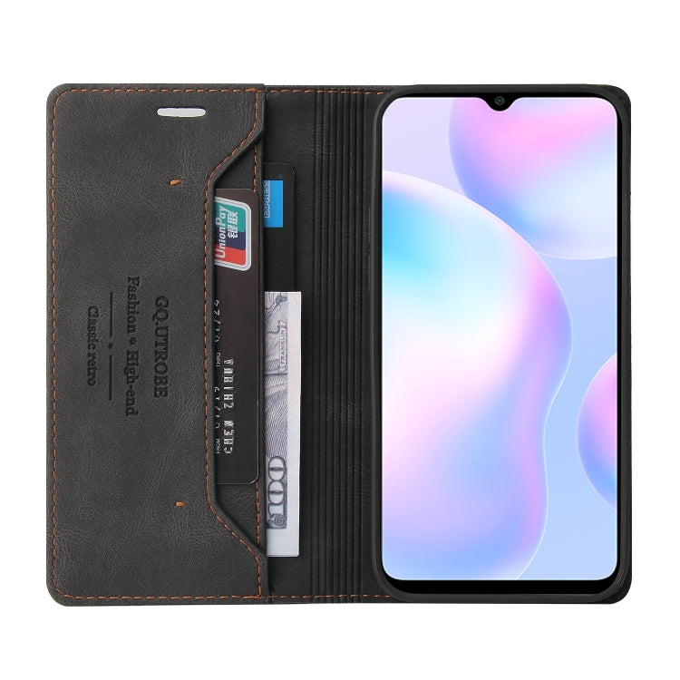 For Xiaomi Redmi 9A Skin Feel Anti-theft Brush Horizontal Flip Leather Case with Holder & Card Slots & Wallet