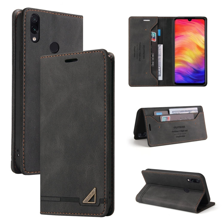 For Xiaomi Redmi Note 7 Skin Feel Anti-theft Brush Horizontal Flip Leather Case with Holder & Card Slots & Wallet