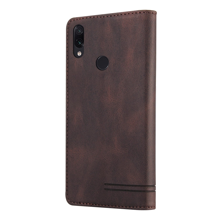 For Xiaomi Redmi Note 7 Skin Feel Anti-theft Brush Horizontal Flip Leather Case with Holder & Card Slots & Wallet
