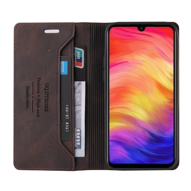 For Xiaomi Redmi Note 7 Skin Feel Anti-theft Brush Horizontal Flip Leather Case with Holder & Card Slots & Wallet