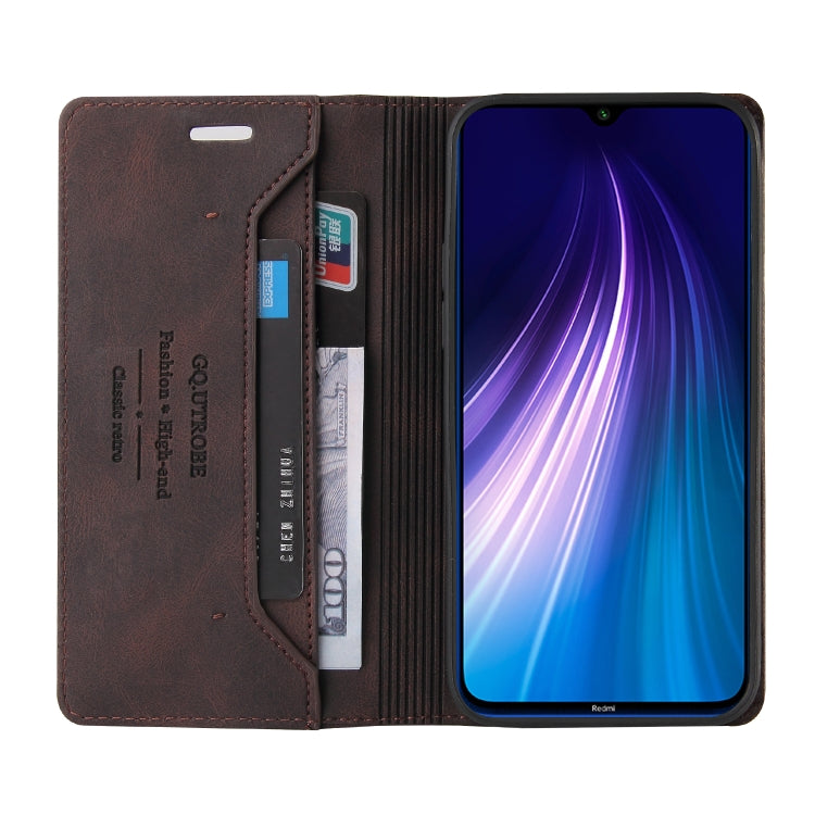 For Xiaomi Redmi Note 8 Skin Feel Anti-theft Brush Horizontal Flip Leather Case with Holder & Card Slots & Wallet