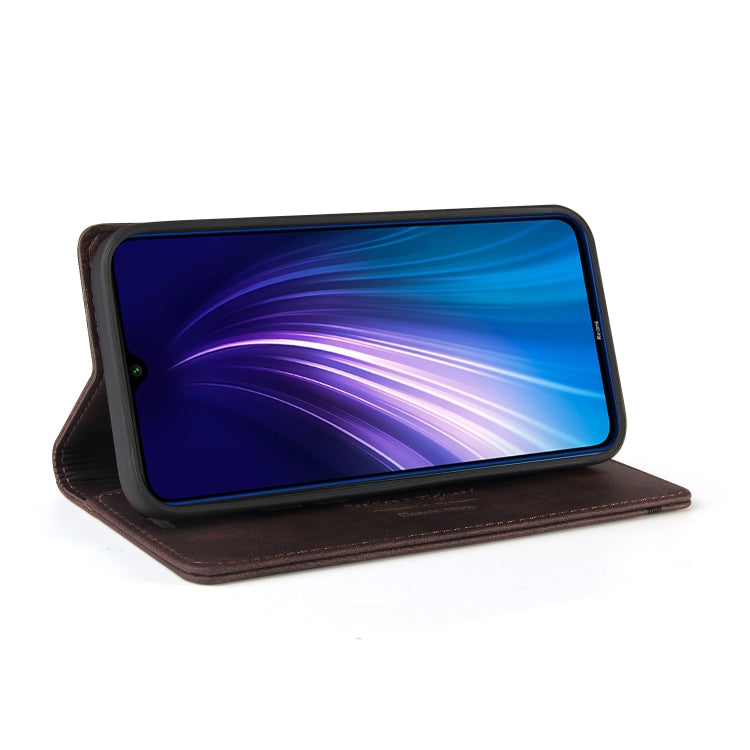 For Xiaomi Redmi Note 8 Skin Feel Anti-theft Brush Horizontal Flip Leather Case with Holder & Card Slots & Wallet