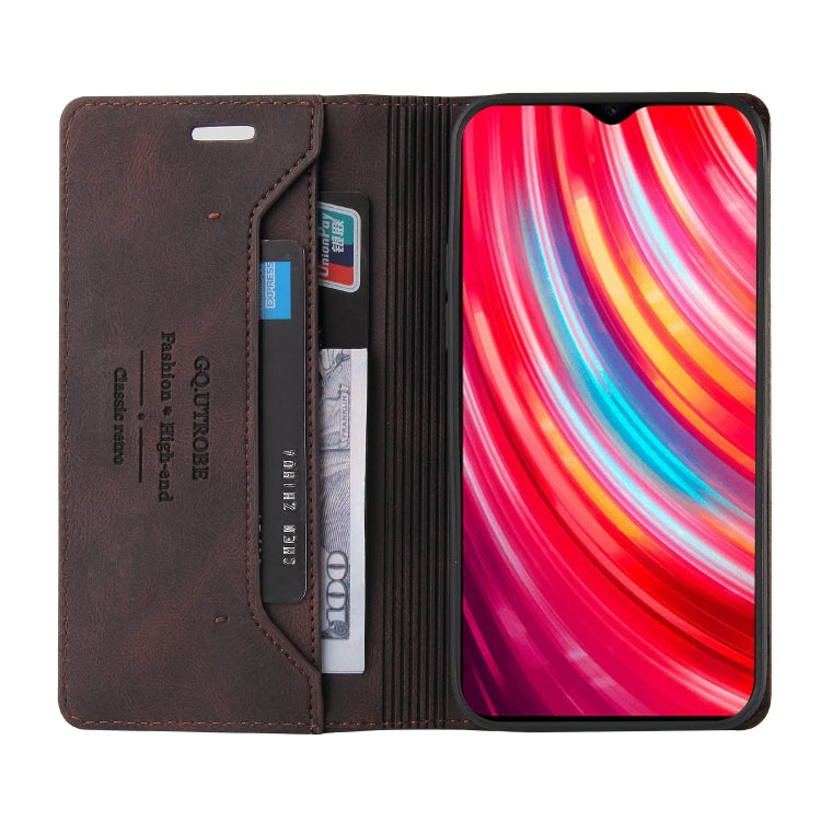 For Xiaomi Redmi Note 8 Pro Skin Feel Anti-theft Brush Horizontal Flip Leather Case with Holder & Card Slots & Wallet