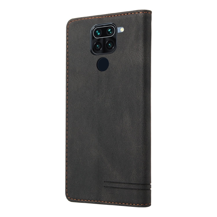 For Xiaomi Redmi Note 9 Skin Feel Anti-theft Brush Horizontal Flip Leather Case with Holder & Card Slots & Wallet