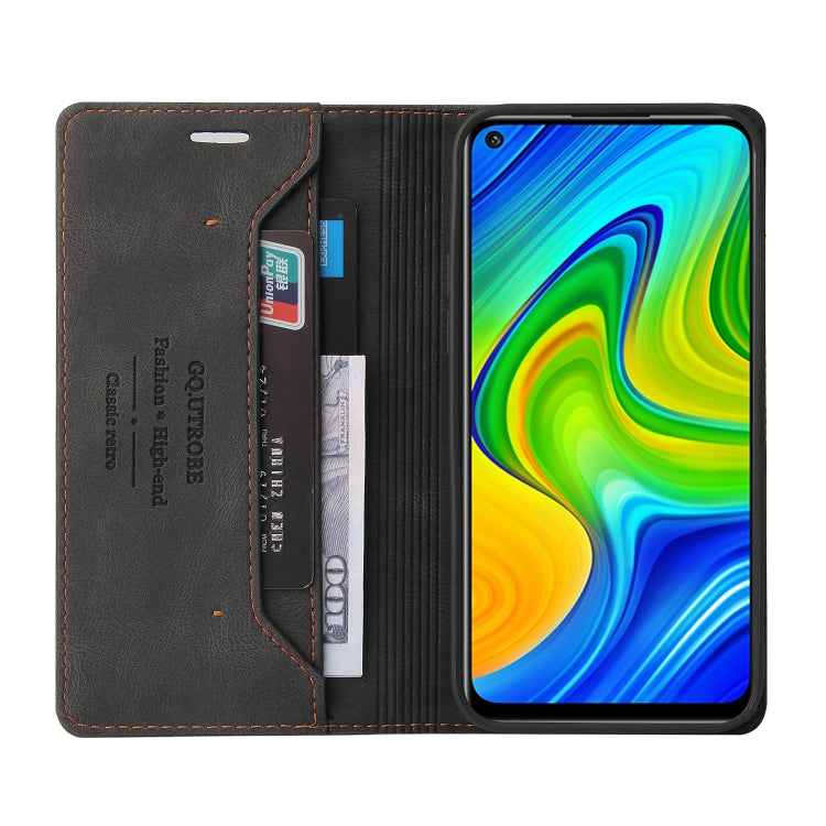 For Xiaomi Redmi Note 9 Skin Feel Anti-theft Brush Horizontal Flip Leather Case with Holder & Card Slots & Wallet