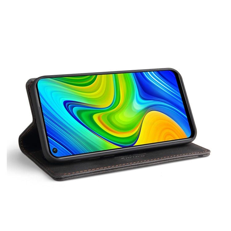 For Xiaomi Redmi Note 9 Skin Feel Anti-theft Brush Horizontal Flip Leather Case with Holder & Card Slots & Wallet