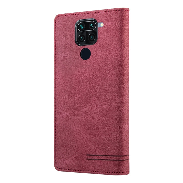 For Xiaomi Redmi Note 9 Skin Feel Anti-theft Brush Horizontal Flip Leather Case with Holder & Card Slots & Wallet
