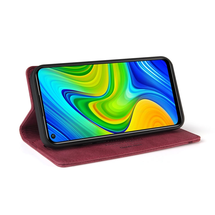 For Xiaomi Redmi Note 9 Skin Feel Anti-theft Brush Horizontal Flip Leather Case with Holder & Card Slots & Wallet