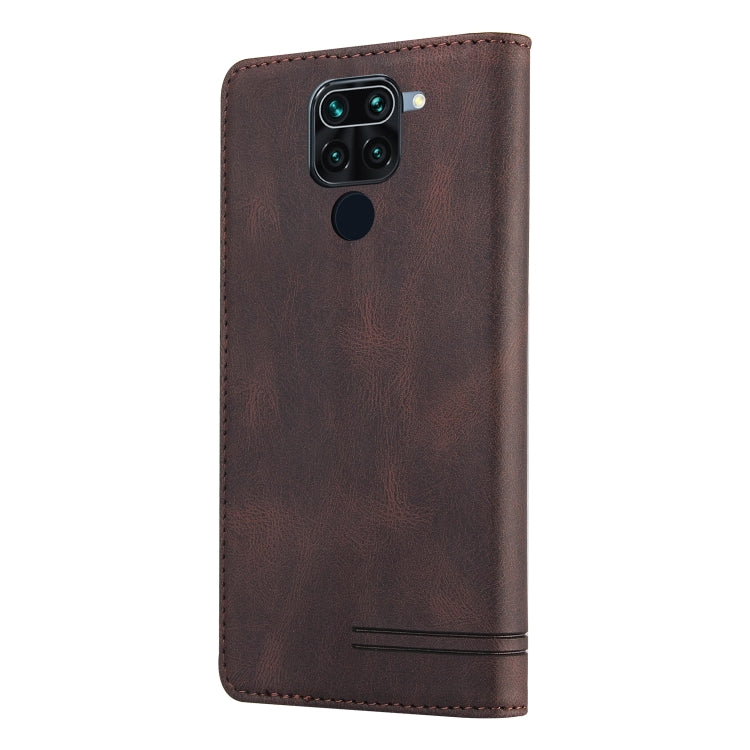 For Xiaomi Redmi Note 9 Skin Feel Anti-theft Brush Horizontal Flip Leather Case with Holder & Card Slots & Wallet