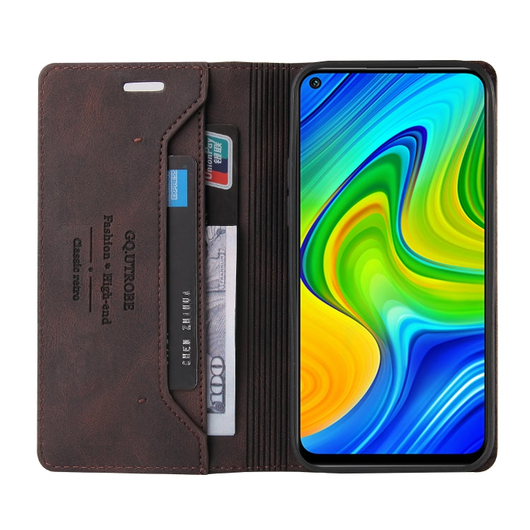 For Xiaomi Redmi Note 9 Skin Feel Anti-theft Brush Horizontal Flip Leather Case with Holder & Card Slots & Wallet