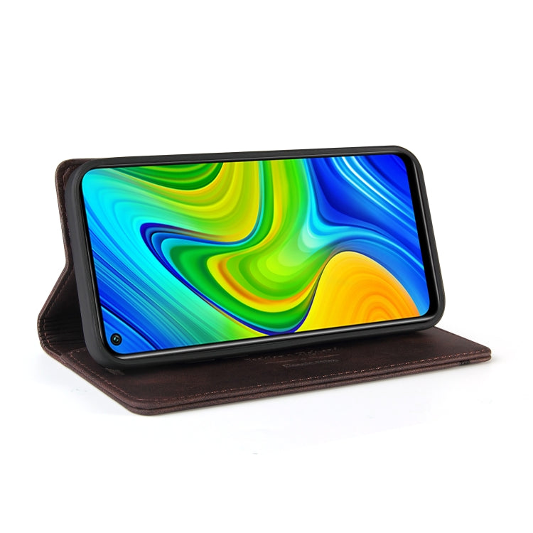 For Xiaomi Redmi Note 9 Skin Feel Anti-theft Brush Horizontal Flip Leather Case with Holder & Card Slots & Wallet