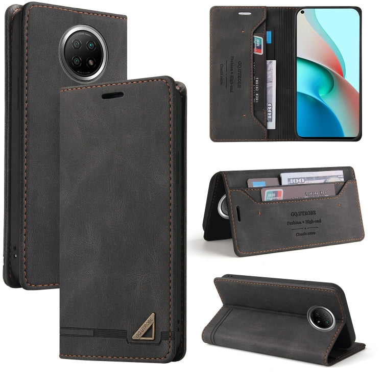 For Xiaomi Redmi Note 9 5G Skin Feel Anti-theft Brush Horizontal Flip Leather Case with Holder & Card Slots & Wallet