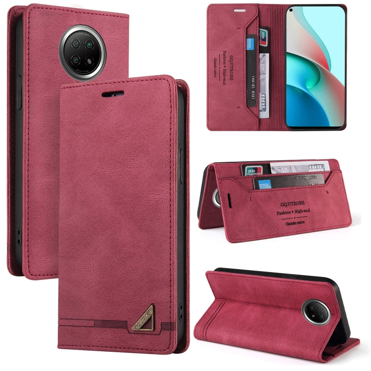 For Xiaomi Redmi Note 9 5G Skin Feel Anti-theft Brush Horizontal Flip Leather Case with Holder & Card Slots & Wallet