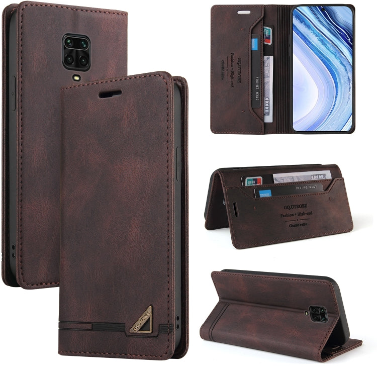 For Xiaomi Redmi Note 9S Skin Feel Anti-theft Brush Horizontal Flip Leather Case with Holder & Card Slots & Wallet