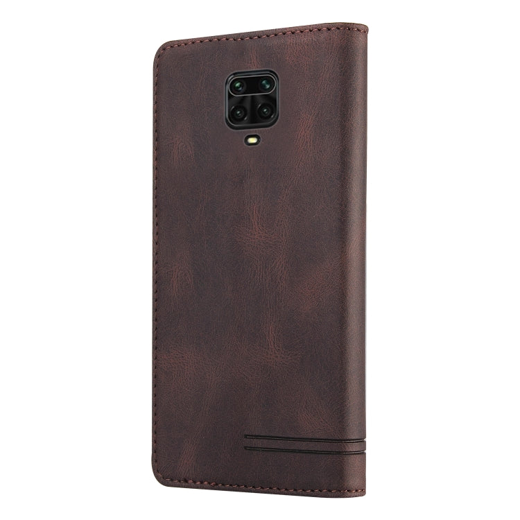 For Xiaomi Redmi Note 9S Skin Feel Anti-theft Brush Horizontal Flip Leather Case with Holder & Card Slots & Wallet