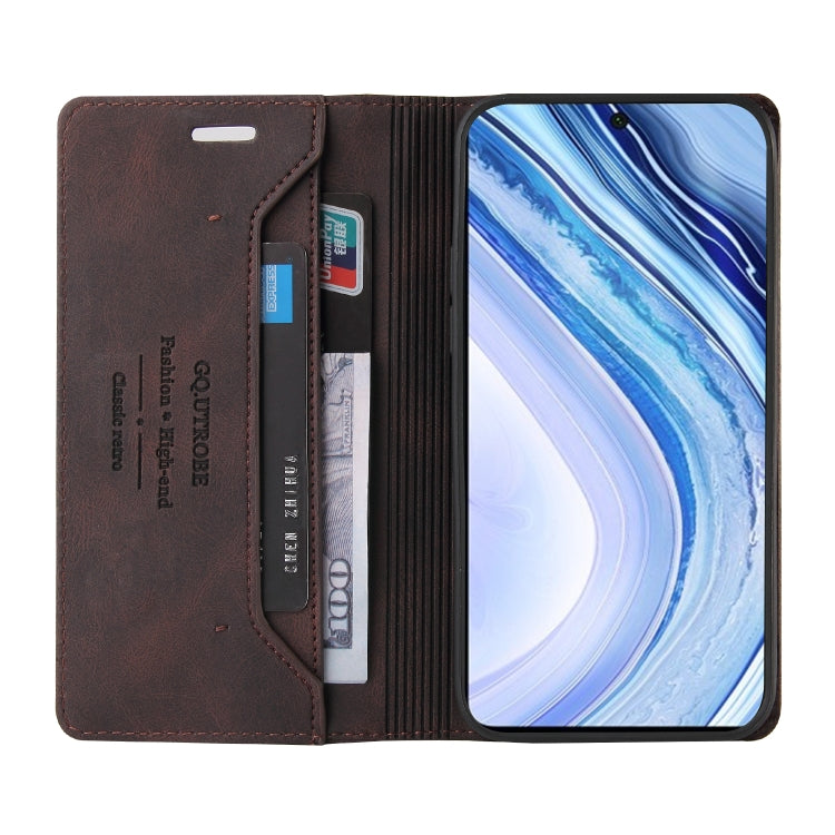 For Xiaomi Redmi Note 9S Skin Feel Anti-theft Brush Horizontal Flip Leather Case with Holder & Card Slots & Wallet