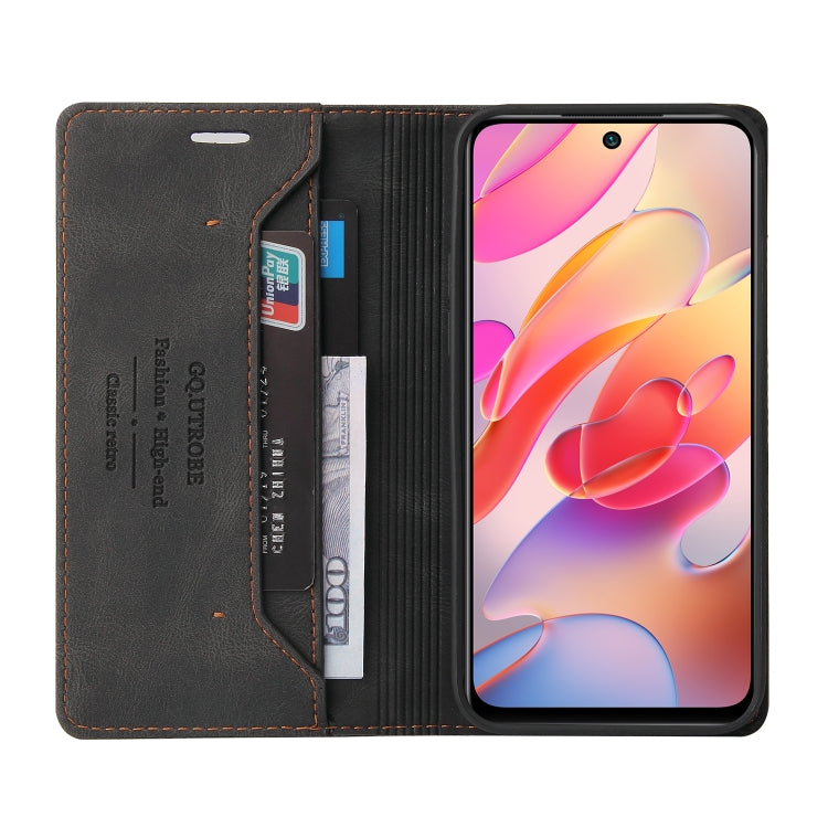 For Xiaomi Redmi Note 10 5G Skin Feel Anti-theft Brush Horizontal Flip Leather Case with Holder & Card Slots & Wallet