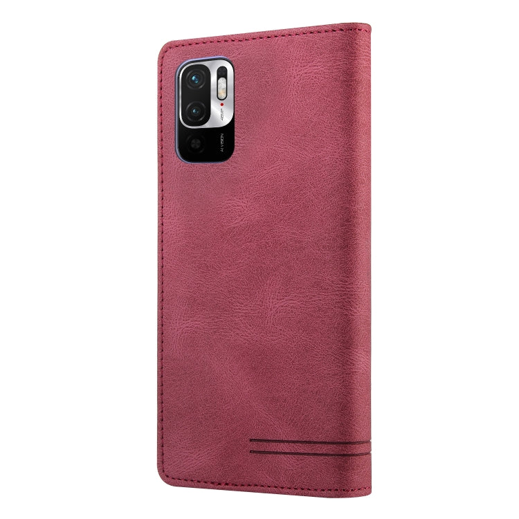 For Xiaomi Redmi Note 10 5G Skin Feel Anti-theft Brush Horizontal Flip Leather Case with Holder & Card Slots & Wallet
