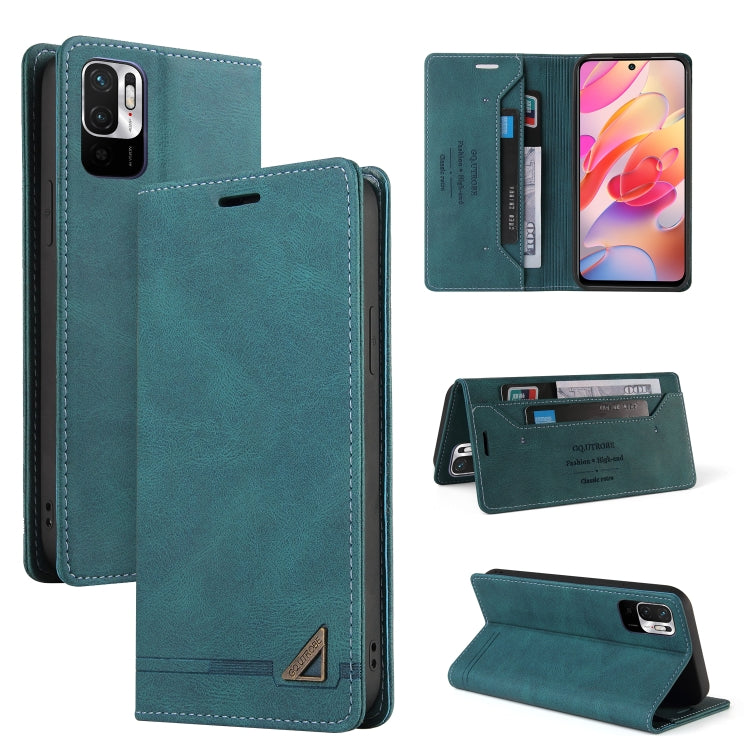 For Xiaomi Redmi Note 10 5G Skin Feel Anti-theft Brush Horizontal Flip Leather Case with Holder & Card Slots & Wallet