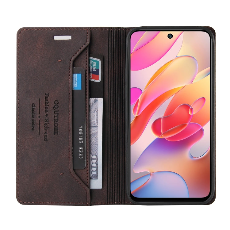 For Xiaomi Redmi Note 10 5G Skin Feel Anti-theft Brush Horizontal Flip Leather Case with Holder & Card Slots & Wallet
