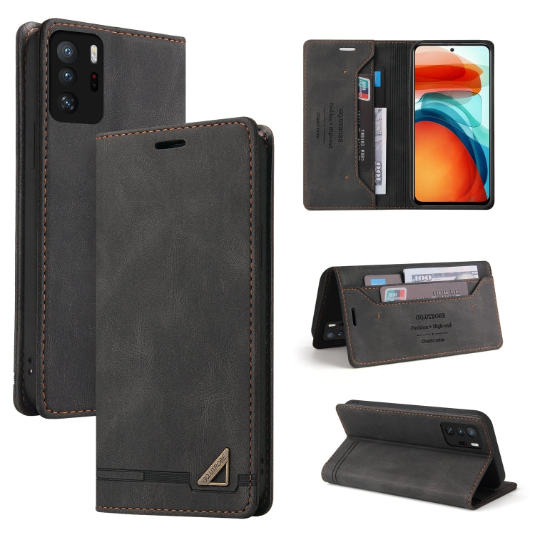 For Xiaomi Redmi Note 10 Pro 5G Skin Feel Anti-theft Brush Horizontal Flip Leather Case with Holder & Card Slots & Wallet