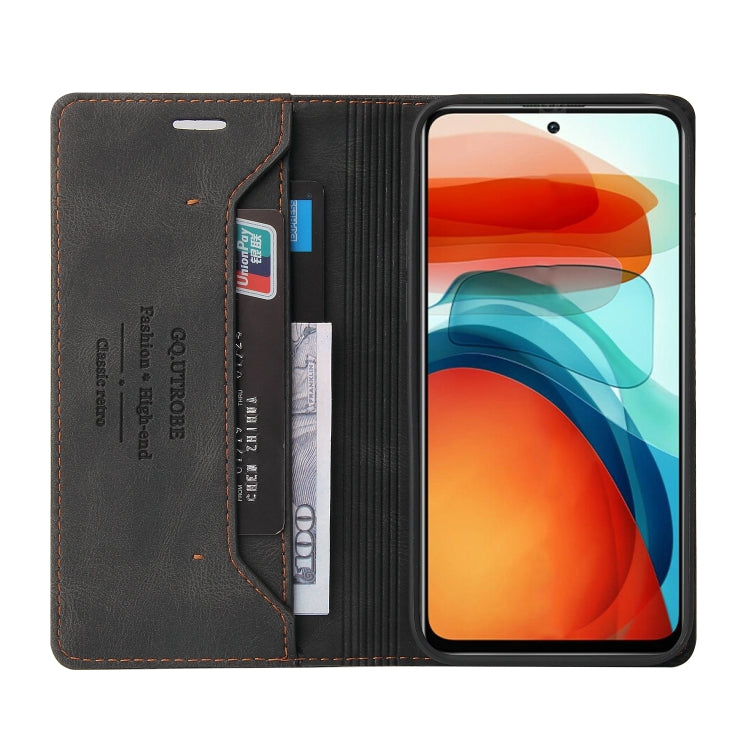 For Xiaomi Redmi Note 10 Pro 5G Skin Feel Anti-theft Brush Horizontal Flip Leather Case with Holder & Card Slots & Wallet