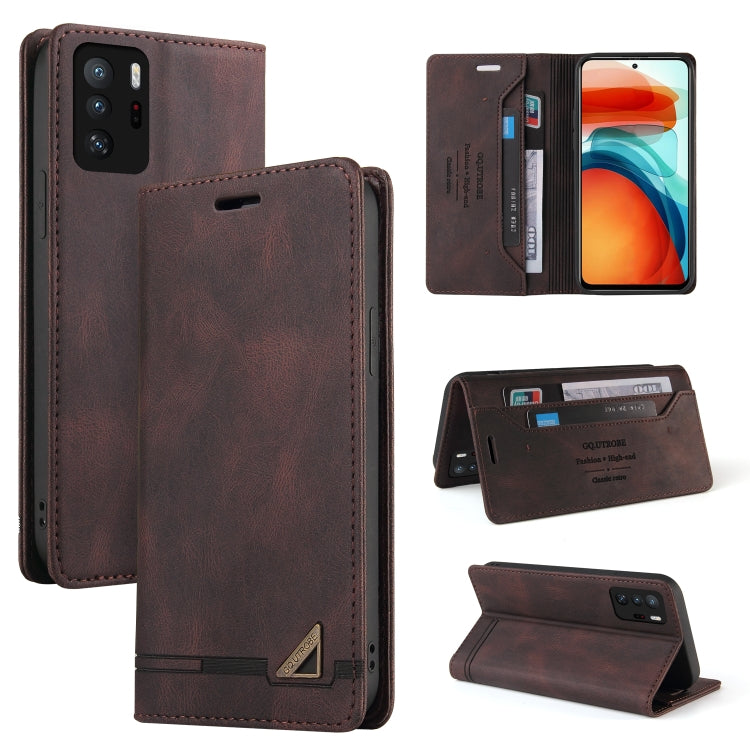 For Xiaomi Redmi Note 10 Pro 5G Skin Feel Anti-theft Brush Horizontal Flip Leather Case with Holder & Card Slots & Wallet