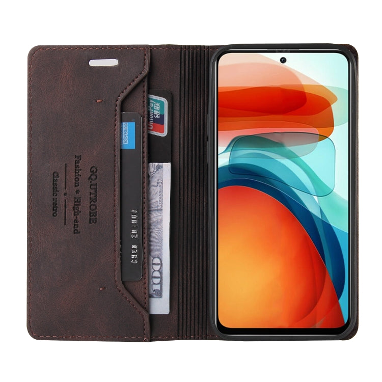 For Xiaomi Redmi Note 10 Pro 5G Skin Feel Anti-theft Brush Horizontal Flip Leather Case with Holder & Card Slots & Wallet