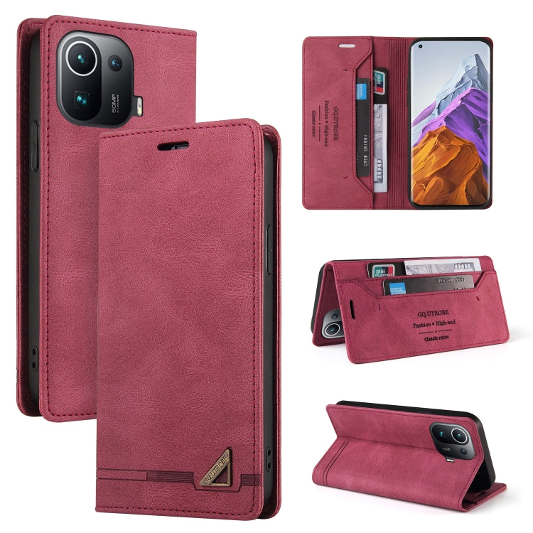 For Xiaomi Mi 11 Pro Skin Feel Anti-theft Brush Horizontal Flip Leather Case with Holder & Card Slots & Wallet