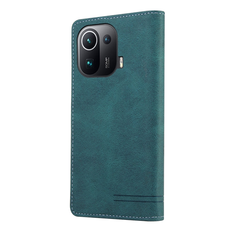 For Xiaomi Mi 11 Pro Skin Feel Anti-theft Brush Horizontal Flip Leather Case with Holder & Card Slots & Wallet