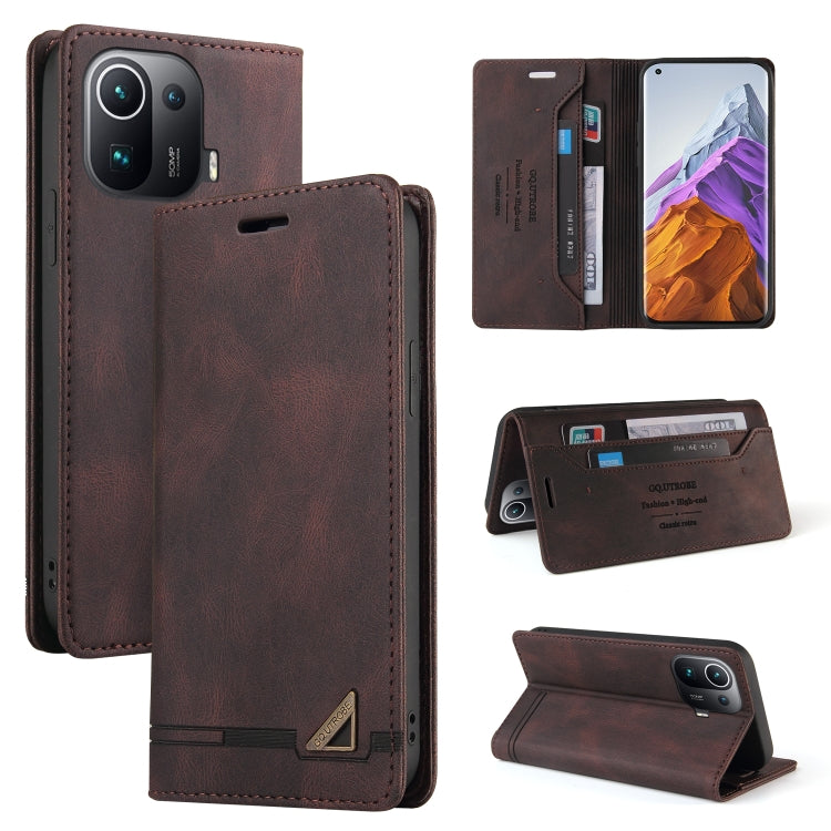 For Xiaomi Mi 11 Pro Skin Feel Anti-theft Brush Horizontal Flip Leather Case with Holder & Card Slots & Wallet